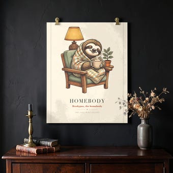 Retro Sloth Homebody Armchair Print photo 2