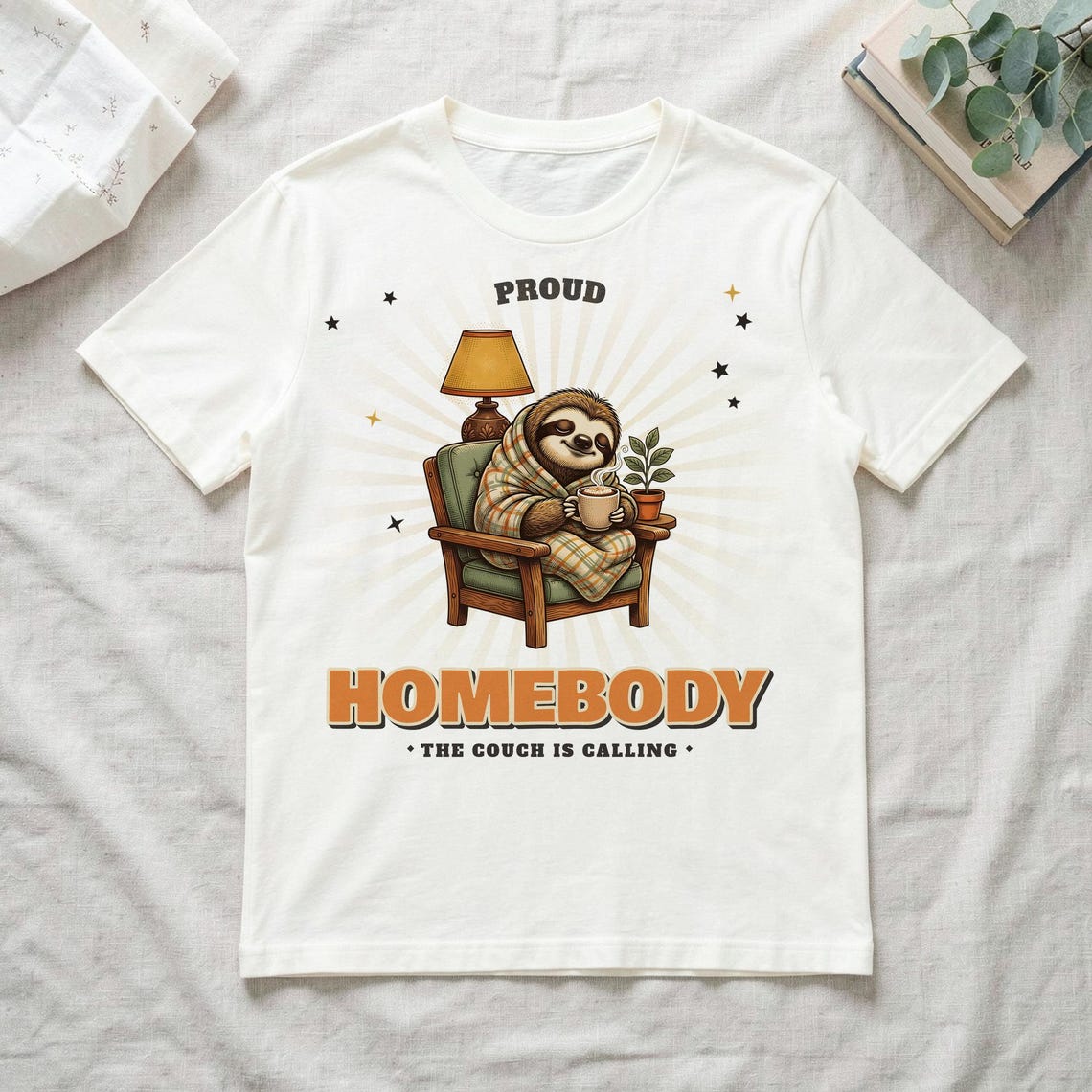 Sloth Homebody Retro Tee by WedgeAtelier
