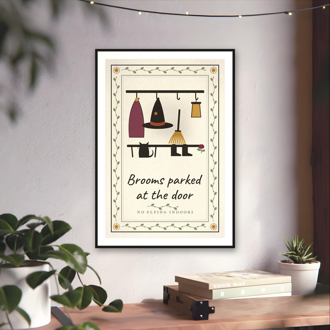 Witch Broom Folk Art Print — art print by WedgeAtelier