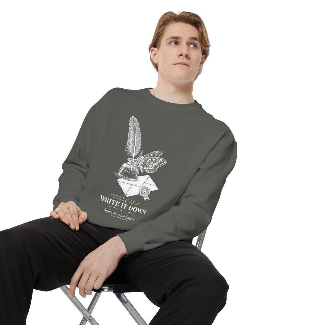 Dark Academia Quill and Moth Sweatshirt by WedgeAtelier