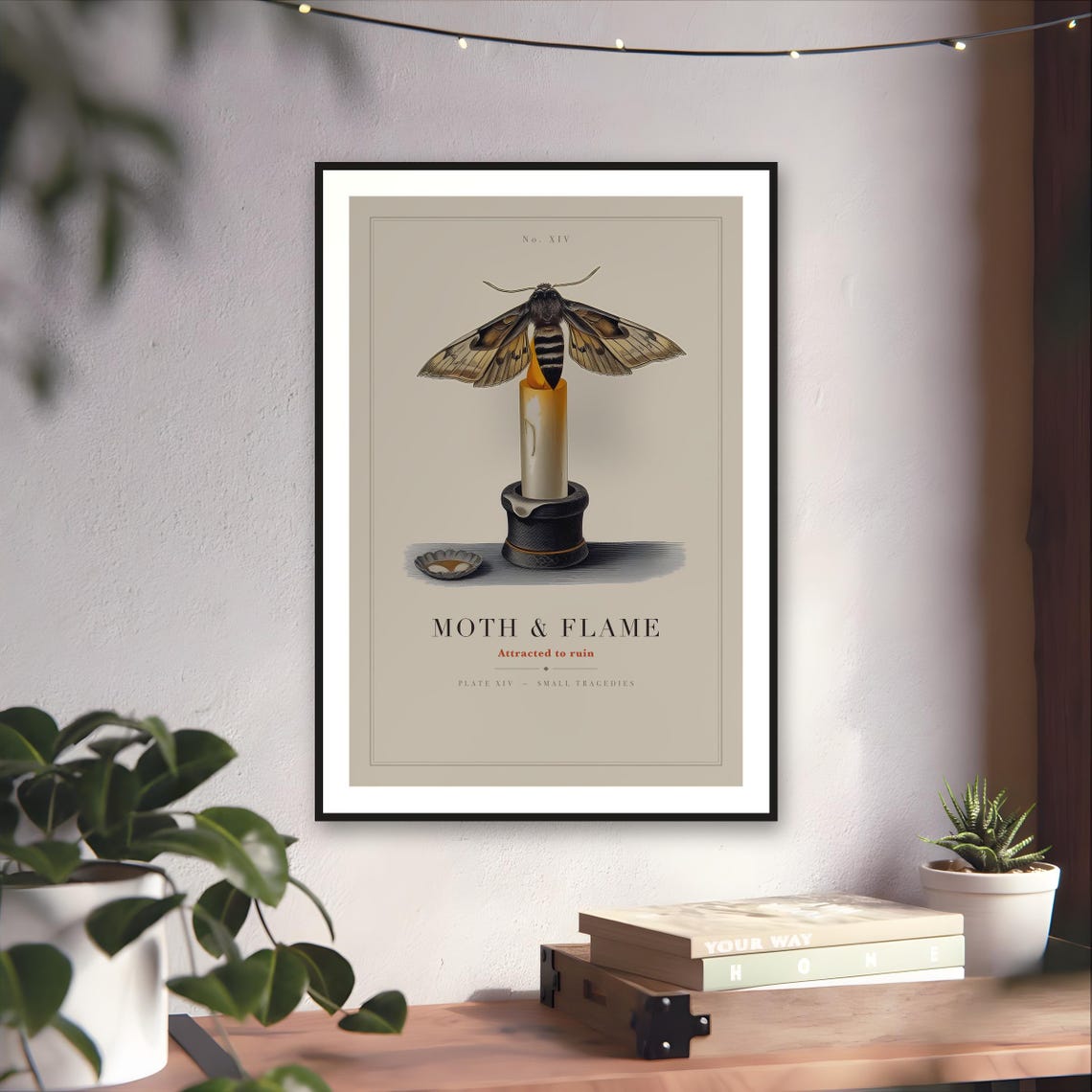 Moth and Candle Print — art print by WedgeAtelier