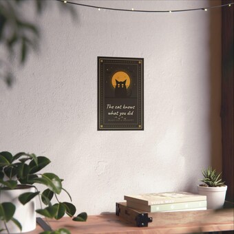 Black Cat Moon Folk Art Print photo 6