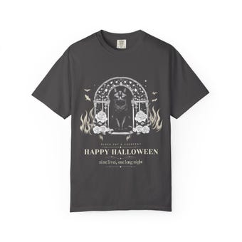 Gothic Black Cat Halloween T-Shirt photo 6