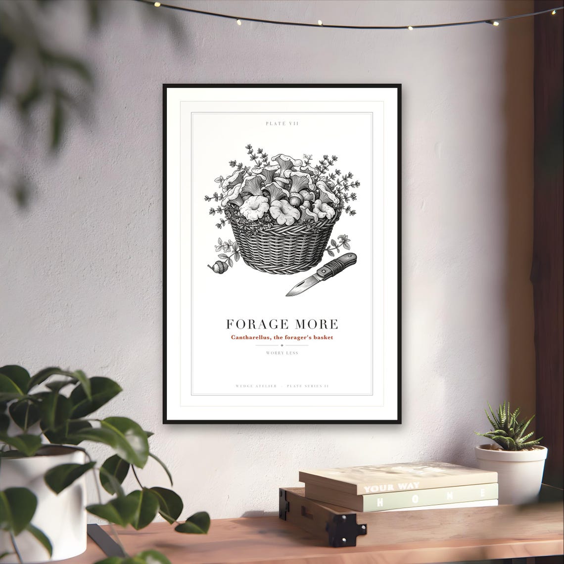 Foraging Mushroom Print — art print by WedgeAtelier