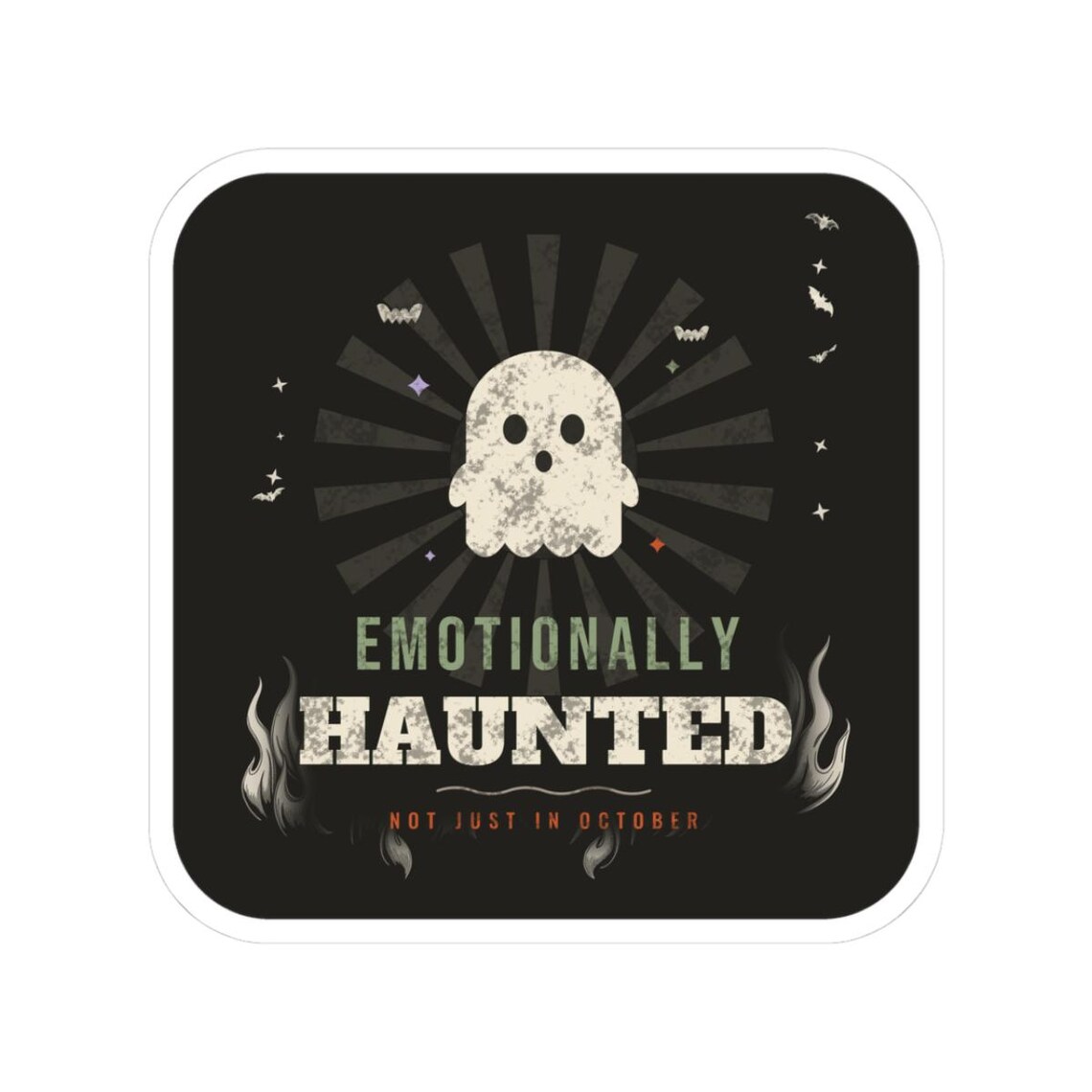Emotionally Haunted Ghost Sticker — kiss-cut vinyl sticker by WedgeAtelier