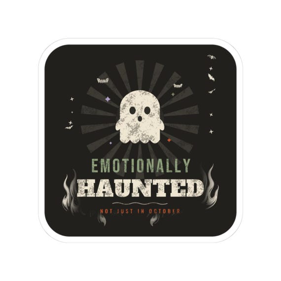 Emotionally Haunted Ghost Sticker — kiss-cut vinyl sticker by WedgeAtelier