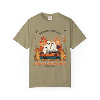 Books and Boos Comfort Colors Halloween Shirt photo 5