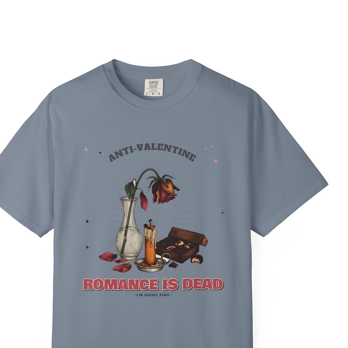 Romance Is Dead Anti Valentine Shirt — Comfort Colors tee by WedgeAtelier