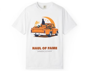 Haul of Fame Shirt, Vintage Pumpkin Truck Halloween Tee, Retro Fall Comfort Colors T-Shirt, Black Cat Autumn Gift