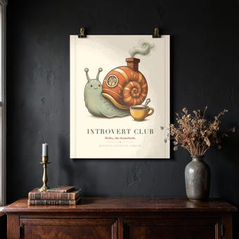 Introvert Club Snail Wall Art Print photo 4