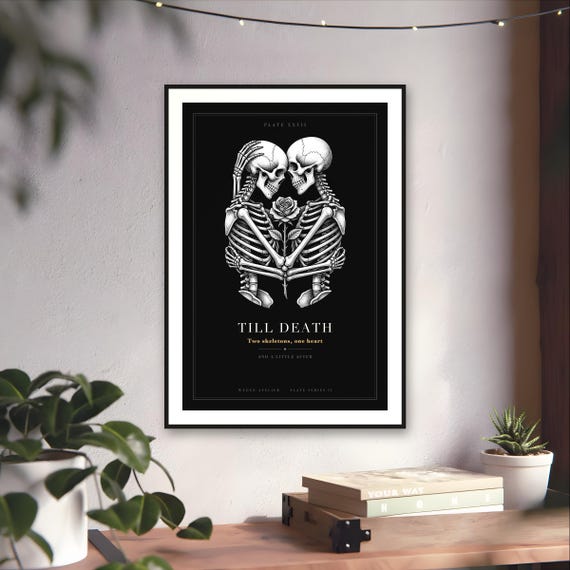 Till Death Skeleton Couple Print — art print by WedgeAtelier