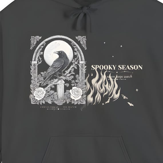 Gothic Raven Moon Hoodie — Comfort Colors hoodie by WedgeAtelier