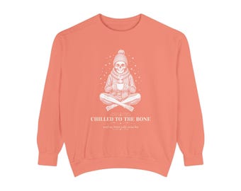 Skeleton Christmas Sweatshirt, Chilled to the Bone Hot Cocoa Crewneck, Goth Winter Sweater, Spooky Holiday Gift (Comfort Colors)