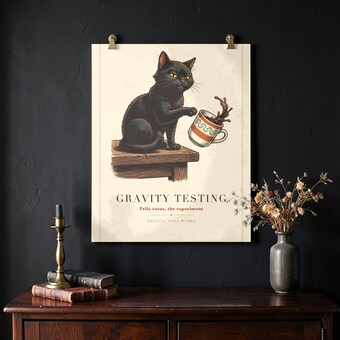 Gravity Testing Cat Wall Art Print photo 2