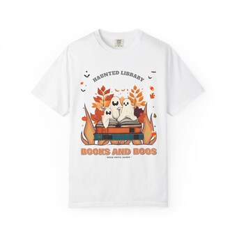 Books and Boos Comfort Colors Halloween Shirt photo 2