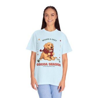 Golden Retriever Cocoa Season Christmas Tee photo 3
