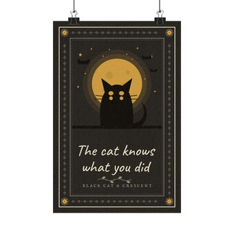 Black Cat Moon Folk Art Print photo 2