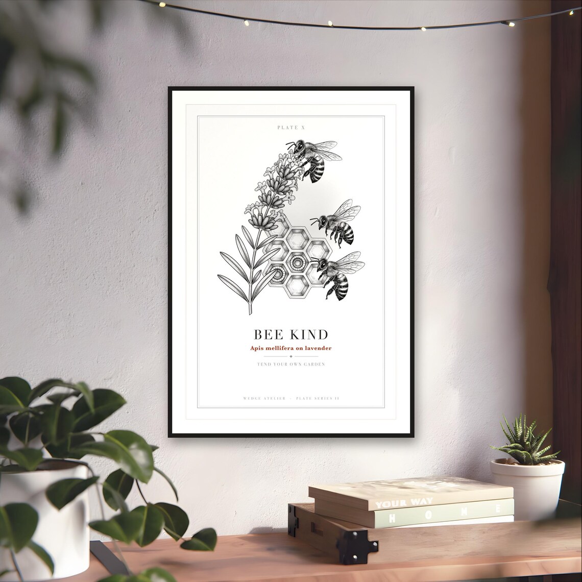 Honey Bee Lavender Print — art print by WedgeAtelier