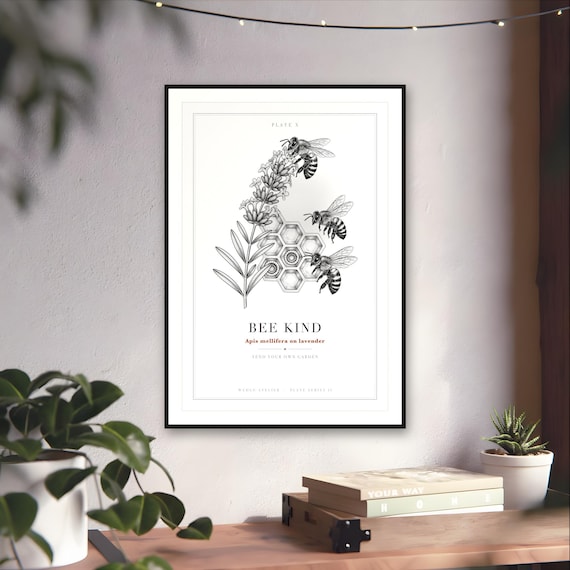 Honey Bee Lavender Print — art print by WedgeAtelier