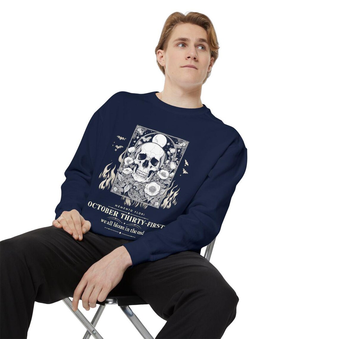 Gothic Skull Poppies Sweatshirt by WedgeAtelier