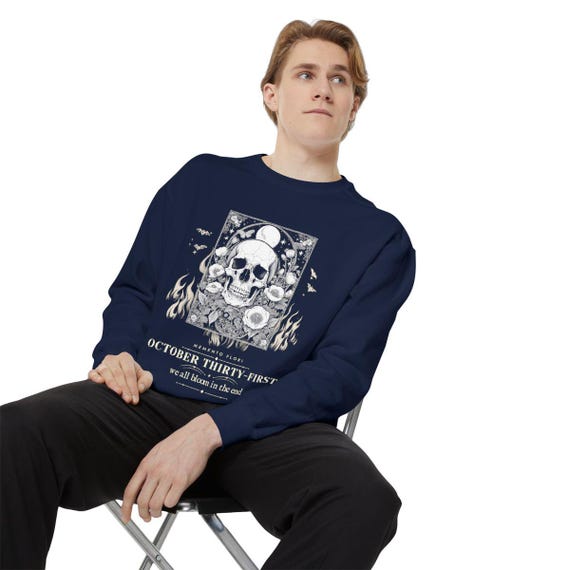 Gothic Skull Poppies Sweatshirt by WedgeAtelier