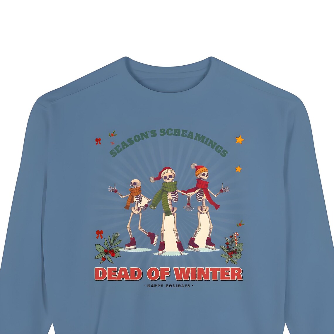 Ice Skating Skeletons Sweatshirt — Comfort Colors crewneck sweatshirt by WedgeAtelier
