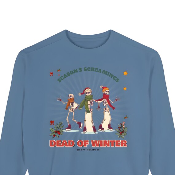 Ice Skating Skeletons Sweatshirt — Comfort Colors crewneck sweatshirt by WedgeAtelier