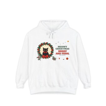Merry and Feral Black Cat Wreath Hoodie photo 2