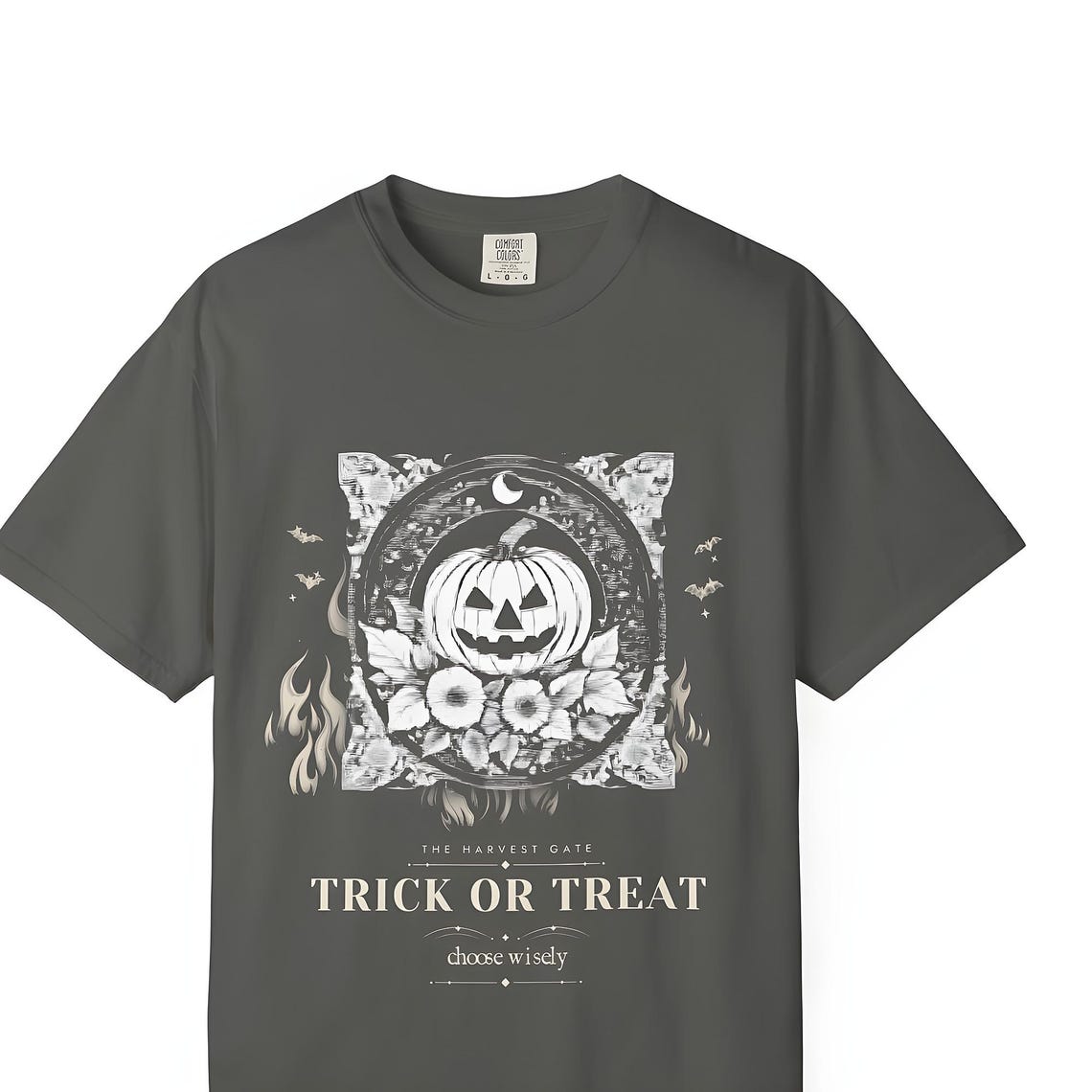 Gothic Jack O Lantern Trick or Treat T-Shirt — Comfort Colors tee by WedgeAtelier