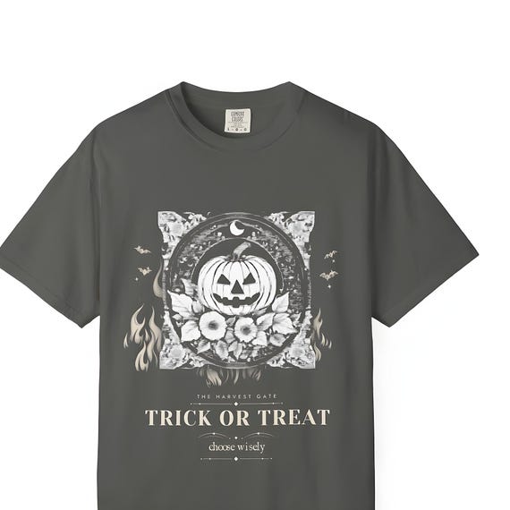 Gothic Jack O Lantern Trick or Treat T-Shirt — Comfort Colors tee by WedgeAtelier