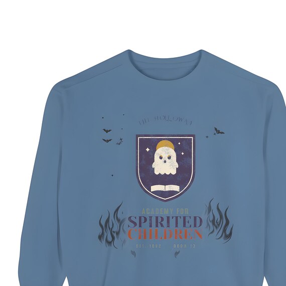 Holloway Academy Ghost Crest Sweatshirt — Comfort Colors crewneck sweatshirt by WedgeAtelier