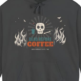Dead Before Coffee Halloween Hoodie photo 4