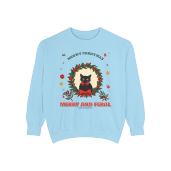 Merry and Feral Black Cat Wreath Sweatshirt photo 6
