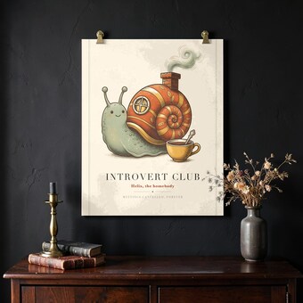Introvert Club Snail Wall Art Print photo 2