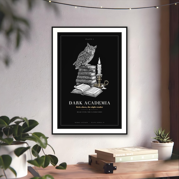 Dark Academia Owl Print — art print by WedgeAtelier