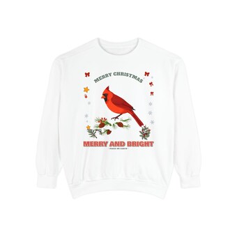 Cardinal on Snowy Pine Christmas Sweatshirt photo 2