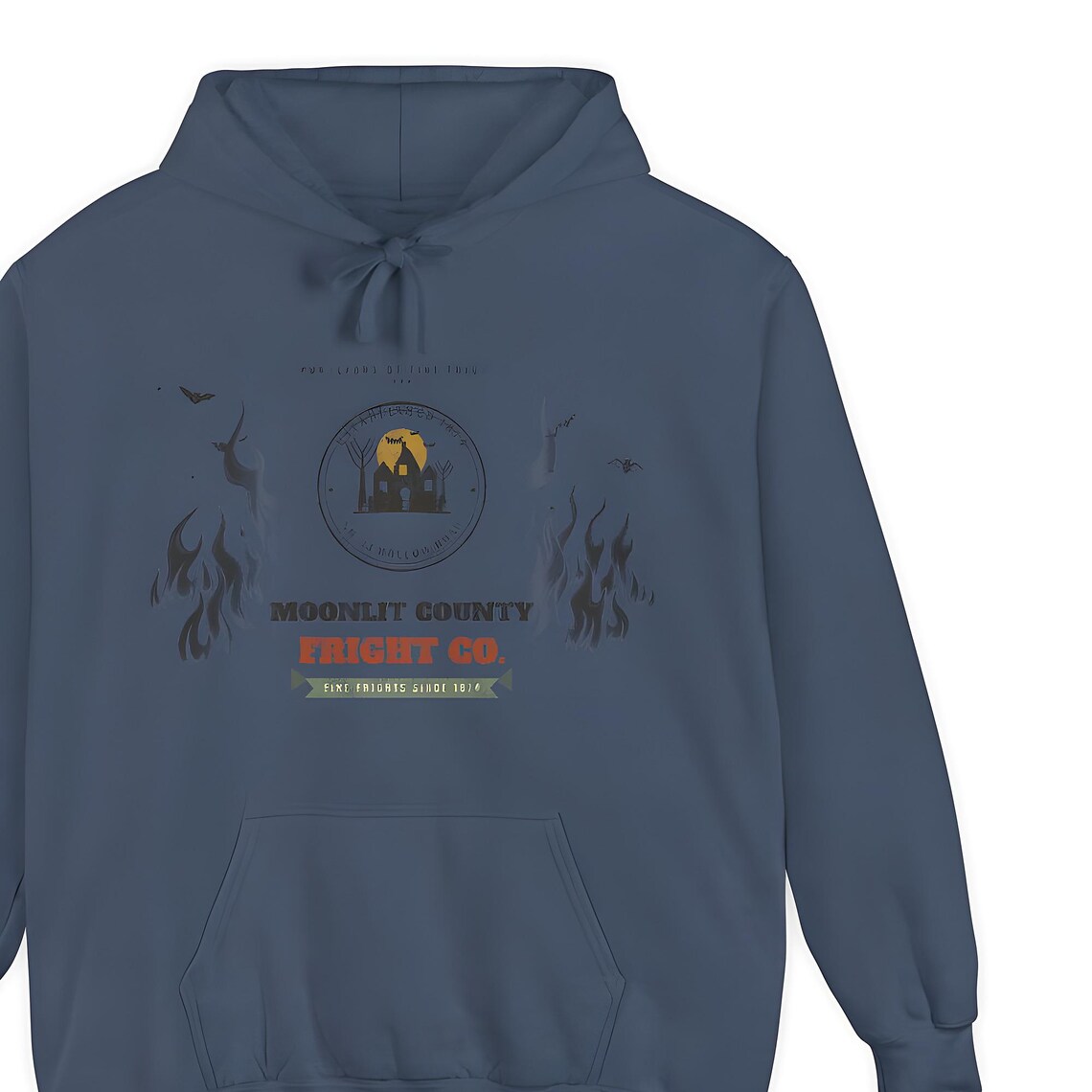Moonlit County Fright Co. Hoodie — Comfort Colors hoodie by WedgeAtelier