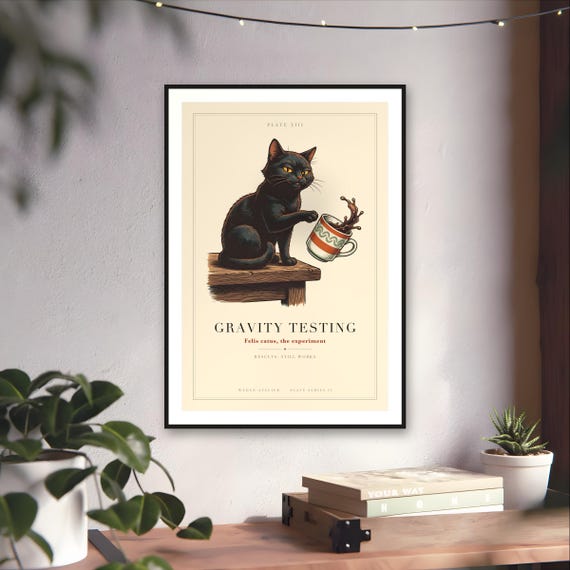 Gravity Testing Cat Print — art print by WedgeAtelier
