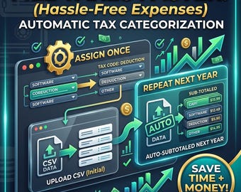 Auto-Categorize Tax Expense Manager | PayPal, Bank CSV (Google Sheets Template)
