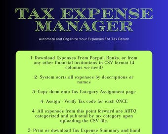 Tax Expense Manager 5 minutes Tax Expenses Summary By Tax Code | Auto-Categorize PayPal or Bank CSV