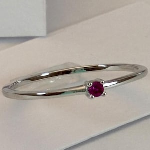 Lab-Created Ruby Ring in 925 Sterling Silver – Thin 4-Prong Solitaire Ring