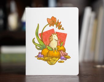 Year of the Horse Card – Lunar new year, Gold Coins, Red Envelopes, Design Handmade