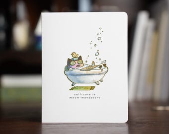 Spa Day Cat Card – Kitten in Bubble Bath, Funny Handmade for Cat Lovers