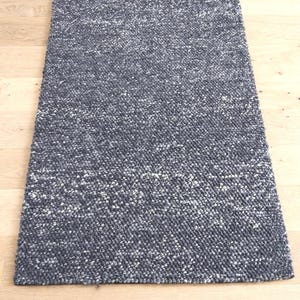 Handwoven Dark Grey Boucle Wool Rug | Chunky Loop Scandinavian Modern Area Rug (Custom Size)