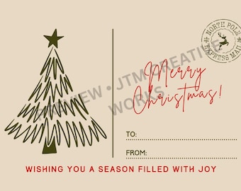 Printable Christmas Postcard | Merry Christmas Card | 6x4 Digital Download