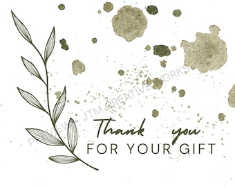 Botanical Thank You Card | Neutral Green, Earthy Tones (Digital Download)