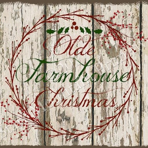 Primitive Olde Farmhouse Christmas Label Jpeg Digital  Image Feedsack Logo Print Tag  for Pillows Labels Hang tags Magnet Canister Candle