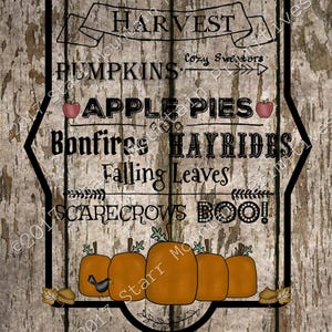 Primitive Autumn Fall Sayings Word Art Typography Pumpkins Leaves Label Pantry Logo Jpeg Digital File Crock  Jar Labels Pillow Hang Tags