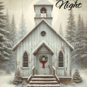 Primitive Farmhouse Inspirational Printable Christmas Church Chapel Wreath O Holy Night Song 8x10 Jpeg Digital Image Tag Ornament Print Card