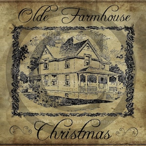 Primitive Vintage Olde Farmhouse Christmas Pantry Logo Label Jpeg Digital File for Crock  Bottle Jar, Labels, Pillows, Doll Hang Tags